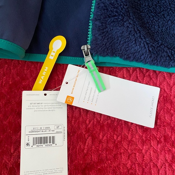 Champion Toddler Boy Blue Green Zip Up Sherpa Winter Fleece Jacket Size 5T - Picture 11 of 11